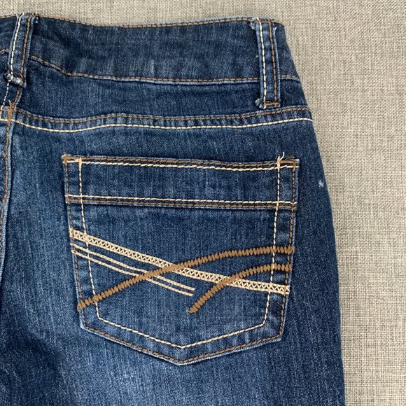 So Straight Dark Blue Denim Jeans Size 5 Low Rise 78%‎ Cotton Polyester Spandex - Picture 12 of 14